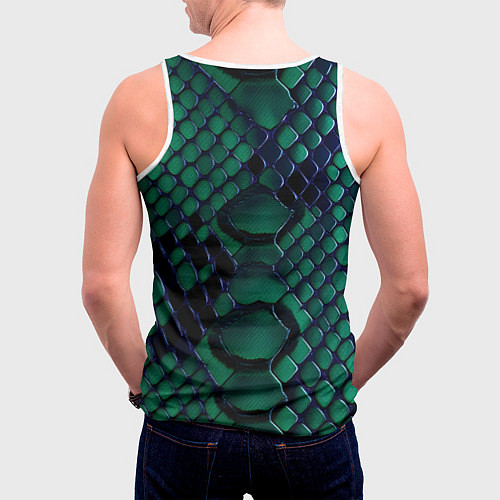 Мужская майка без рукавов Бирюзовая змеиная кожа / 3D-Белый – фото 4