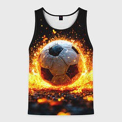 Майка-безрукавка мужская Футбольный мяч в огне, цвет: 3D-черный