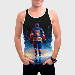 Майка-безрукавка мужская Хоккеист в синем пламени, цвет: 3D-белый — фото 2