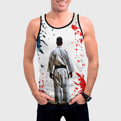 Майка-безрукавка мужская Борец айкидо на белом, цвет: 3D-черный — фото 2