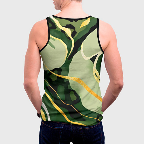 Мужская майка без рукавов Зеленый природный паттерн / 3D-Черный – фото 4