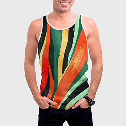 Майка-безрукавка мужская Тропическая жаркая абстракция, цвет: 3D-белый — фото 2