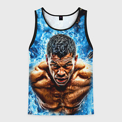 Майка-безрукавка мужская Артуро Гатти в синем пламени, цвет: 3D-черный