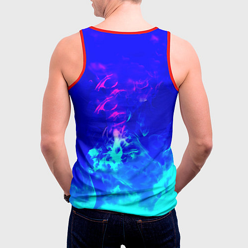 Мужская майка без рукавов Monster energy дым неоновый / 3D-Красный – фото 4