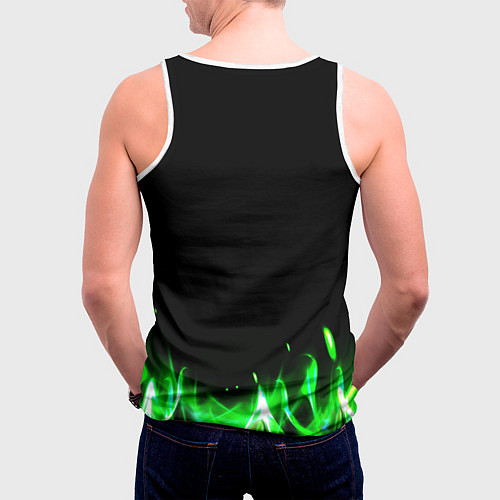 Мужская майка без рукавов Сектор газа зеленый огонь / 3D-Белый – фото 4