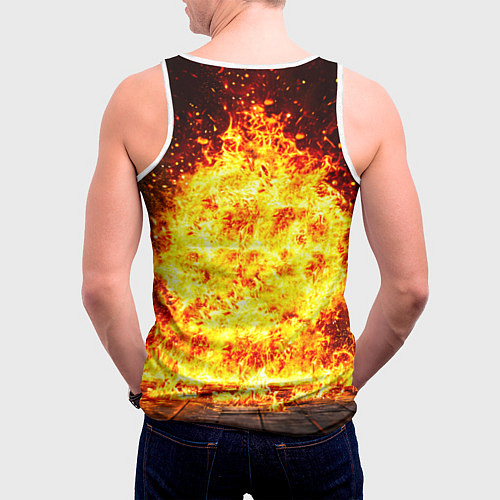 Мужская майка без рукавов Боксер в огне / 3D-Белый – фото 4