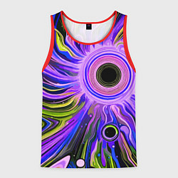 Майка-безрукавка мужская Абстрактный неоновый космос - чёрная дыра, цвет: 3D-красный