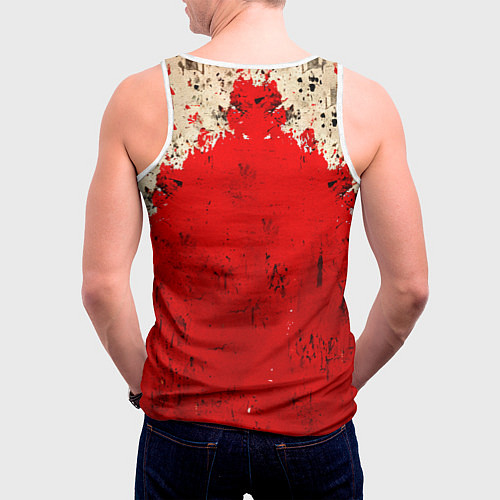 Мужская майка без рукавов Брюс Ли на красном / 3D-Белый – фото 4