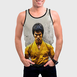 Майка-безрукавка мужская Брюс Ли на сером, цвет: 3D-черный — фото 2