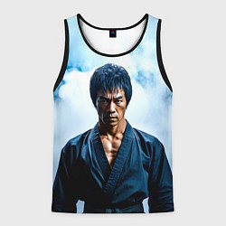 Майка-безрукавка мужская Брюс Ли в дыму, цвет: 3D-черный