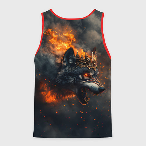 Мужская майка без рукавов Волк в огне и дыме / 3D-Красный – фото 2