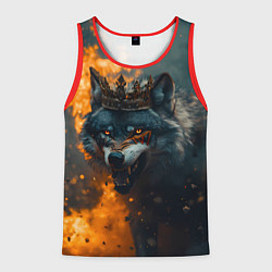 Майка-безрукавка мужская Злой волк в огне, цвет: 3D-красный