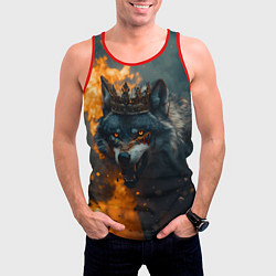 Майка-безрукавка мужская Злой волк в огне, цвет: 3D-красный — фото 2