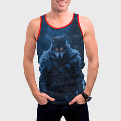 Майка-безрукавка мужская Воин волк зимой, цвет: 3D-красный — фото 2