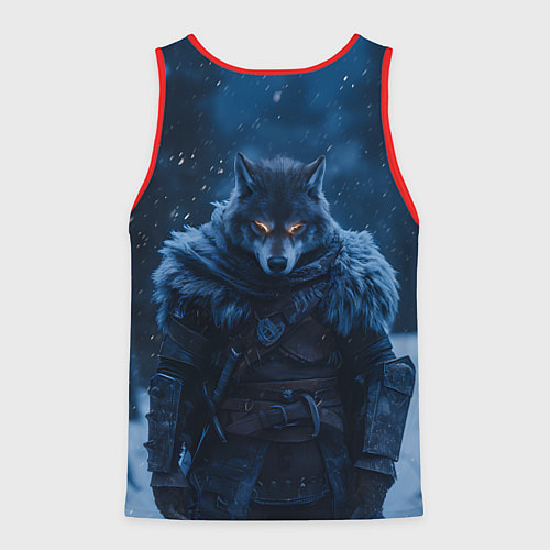 Мужская майка без рукавов Воин волк зимой / 3D-Красный – фото 2