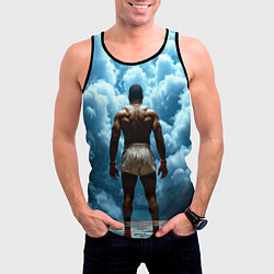 Майка-безрукавка мужская Мухаммед Али в синем дыму, цвет: 3D-черный — фото 2