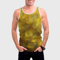 Майка-безрукавка мужская Золотая ржавая текстура, цвет: 3D-белый — фото 2
