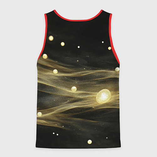 Мужская майка без рукавов Золотистый свет на черной текстуре / 3D-Красный – фото 2