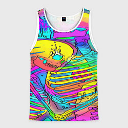Майка-безрукавка мужская Черепа неоновые краски, цвет: 3D-белый