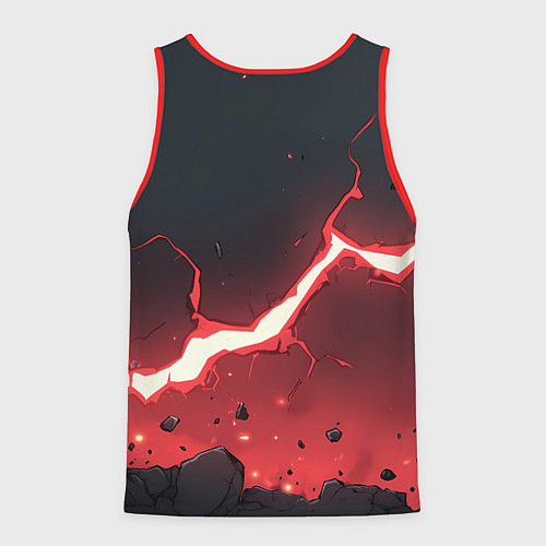 Мужская майка без рукавов Красная молния на черной текстуре / 3D-Красный – фото 2