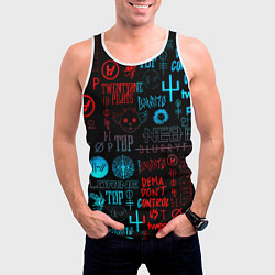 Майка-безрукавка мужская Twenty one pilots rock pattern, цвет: 3D-белый — фото 2