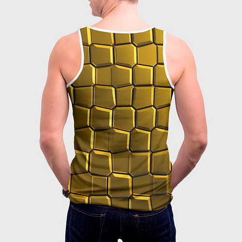 Мужская майка без рукавов Золотые слитки / 3D-Белый – фото 4