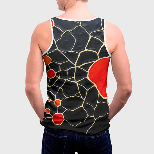Мужская майка без рукавов Красная абстракция на черном лаке / 3D-Белый – фото 4