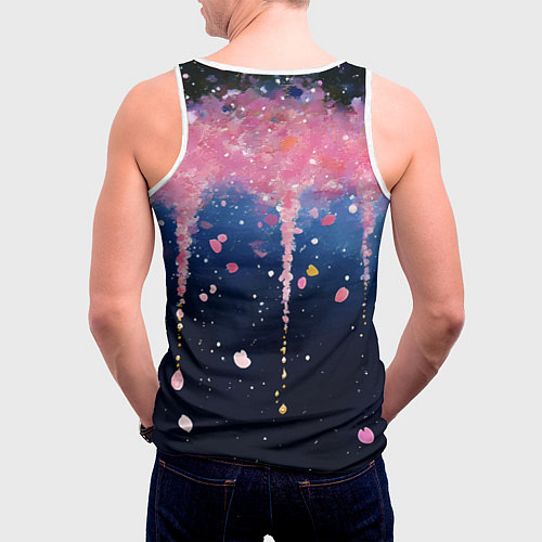 Мужская майка без рукавов Розово-синяя текстура / 3D-Белый – фото 4