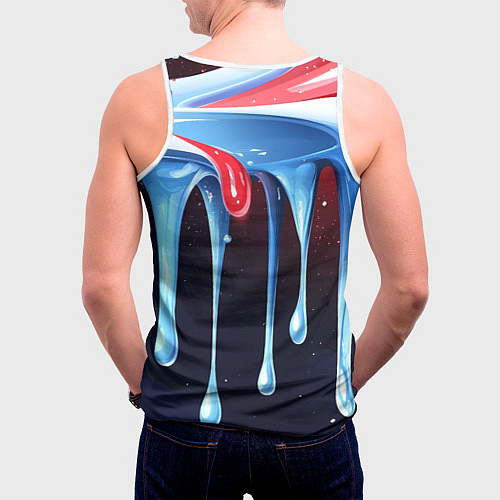 Мужская майка без рукавов Синие и красные слизи текстура / 3D-Белый – фото 4