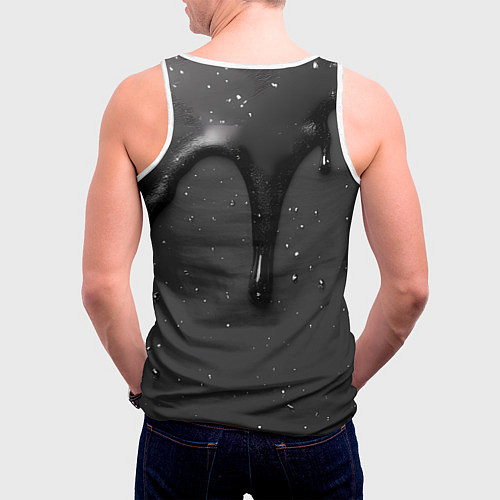Мужская майка без рукавов Черная текстура - хром / 3D-Белый – фото 4