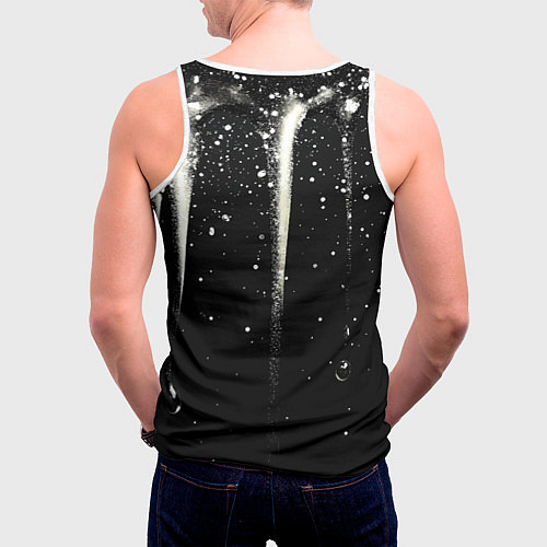 Мужская майка без рукавов Белые брызги на черном / 3D-Белый – фото 4