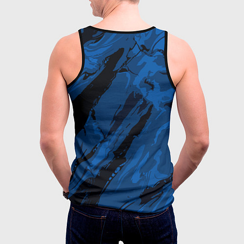 Мужская майка без рукавов Тёмный синий абстракция / 3D-Черный – фото 4