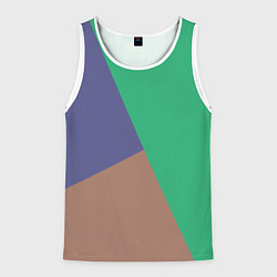 Майка-безрукавка мужская Триада зелёный фиолетовый и коричневый геометричны, цвет: 3D-белый