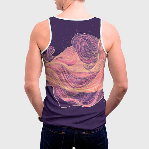 Мужская майка без рукавов Бежевые волны текстура / 3D-Белый – фото 4