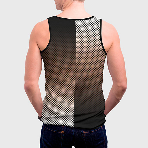 Мужская майка без рукавов Чёрно-коричневый текстурный градиент пополам / 3D-Черный – фото 4