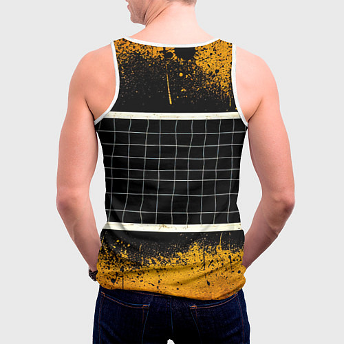 Мужская майка без рукавов Волейбольная сетка на черном / 3D-Белый – фото 4
