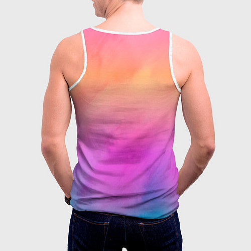Мужская майка без рукавов Inzoi розово-оранжевый фон / 3D-Белый – фото 4