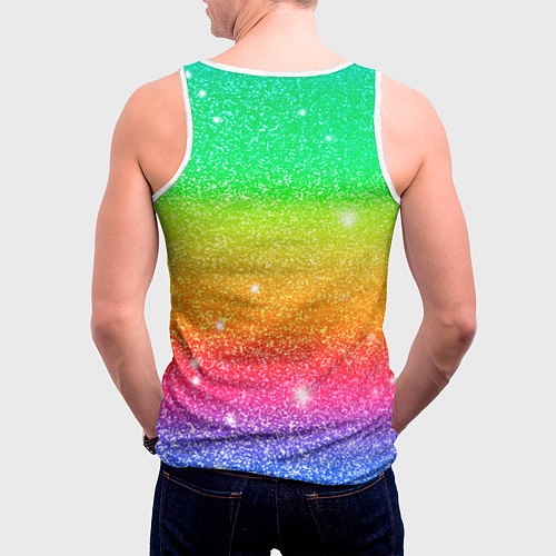 Мужская майка без рукавов Inzoi блестящий радужный фон / 3D-Белый – фото 4