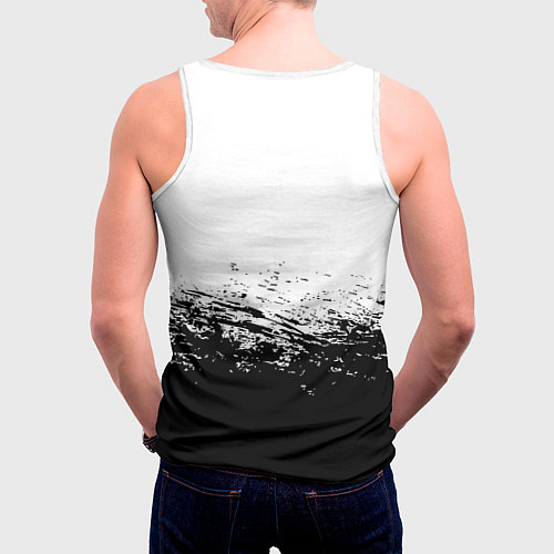 Мужская майка без рукавов Россия черно белые краски / 3D-Белый – фото 4