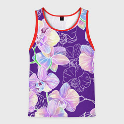 Майка-безрукавка мужская Японские акварельные орхидеи, цвет: 3D-красный