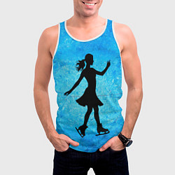 Майка-безрукавка мужская Фигуристка на синем, цвет: 3D-белый — фото 2