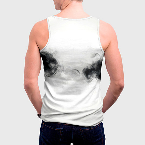 Мужская майка без рукавов Теннисный мяч и черный дым / 3D-Белый – фото 4