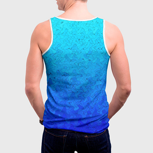 Мужская майка без рукавов Голубой в синеву с узором / 3D-Белый – фото 4