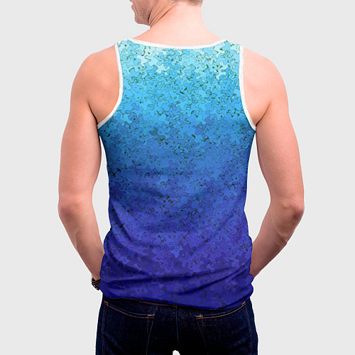 Мужская майка без рукавов Сине-голубой градиент текстура / 3D-Белый – фото 4