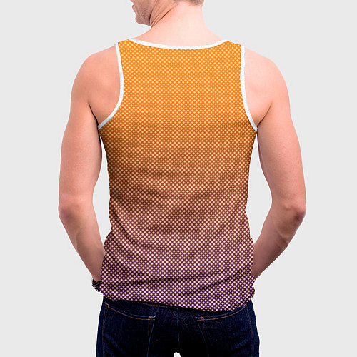 Мужская майка без рукавов Градиент оранжевый в фиолетовый мелкий ромбик / 3D-Белый – фото 4