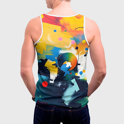 Мужская майка без рукавов Абстракция в деталях / 3D-Белый – фото 4