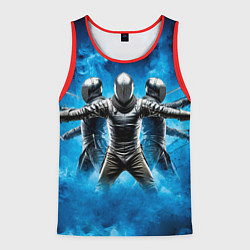 Мужская майка без рукавов Фехтование на тяжёлом клинковом оружии в синем дым