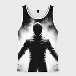 Майка-безрукавка мужская Черный фехтовальщик, цвет: 3D-белый