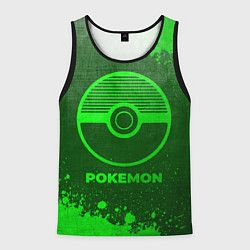 Майка-безрукавка мужская Pokemon - green gradient, цвет: 3D-черный