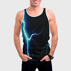 Майка-безрукавка мужская Lightning light blue, цвет: 3D-белый — фото 2